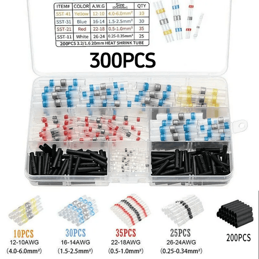 🔌 300PCS Waterproof Solder Wire Connectors – No Crimping, No Soldering, Just Heat 💧