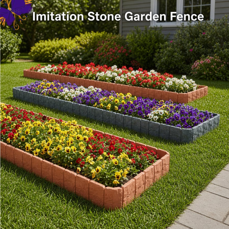 🔥Last Day: 49% OFF🔥Imitation Stone Garden Fence 🪨 | DIY Garden Edging Border 🌻🛠️